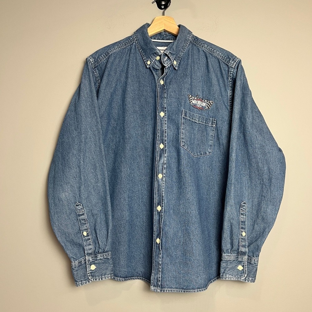 Vintage Michigan 2016 Womens Extra Large Denim Button Down George & Martha Shirt